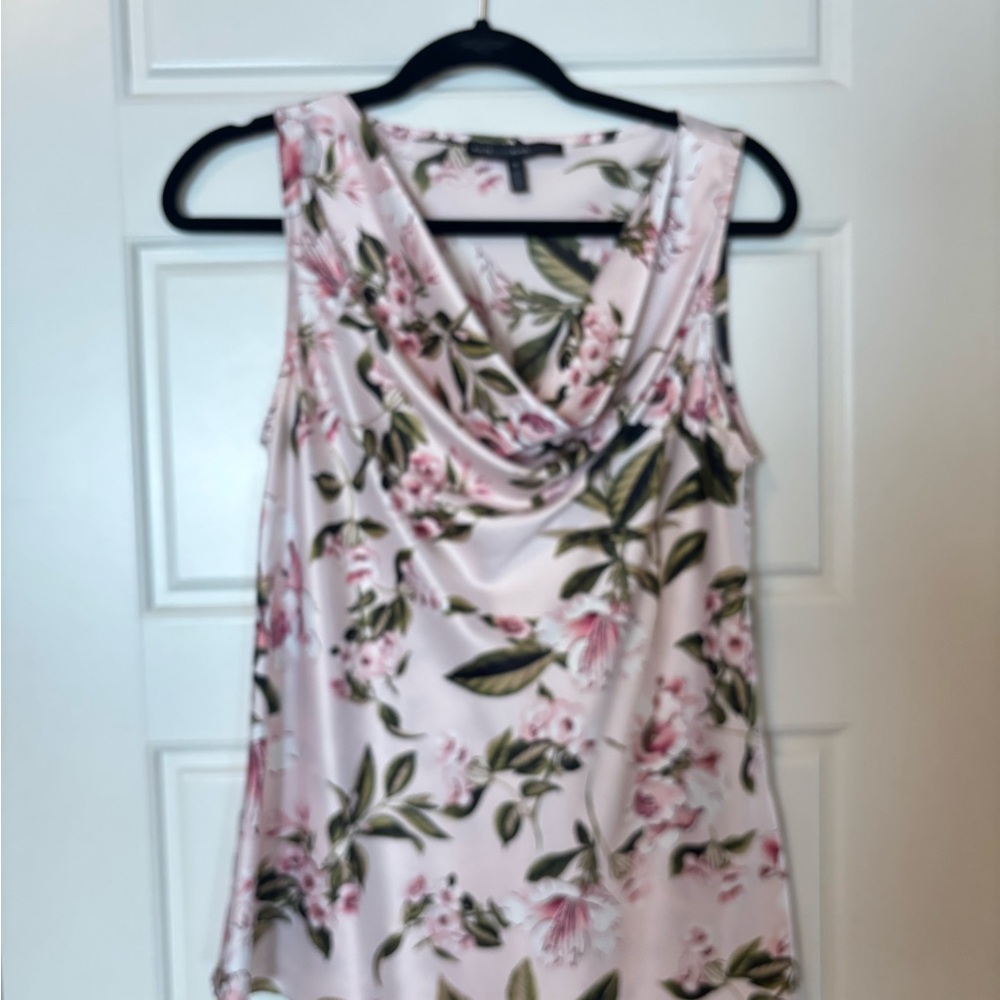 White House Black Market Pink Floral Cowl Neck Blouse - Picture 4 of 8